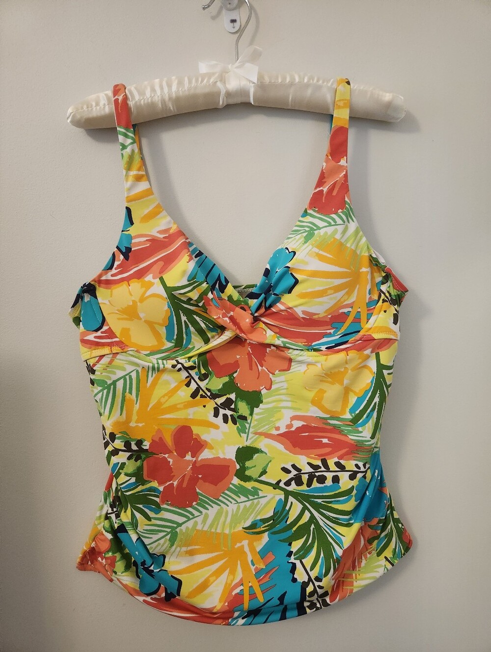 Anne Cole Tropical Floral One-Piece Tankini Top - Yellow Multi Floral